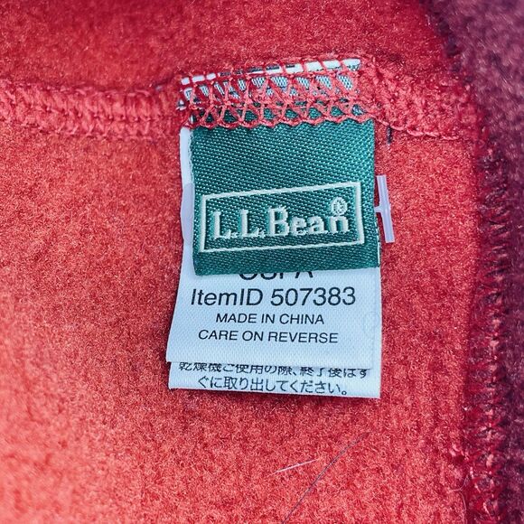 LL Bean Hat Beanie Adult OSFA Orange Red Fleece Winter - Picture 2 of 3